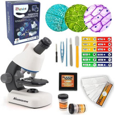 STEM Microscope for Children Beginners Microscope with 40x - 1200x Magnification Children's Microscope LED Light Researcher Set for Students Toy for Children Boys Girls from 6 Years