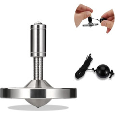 Precision spinning top with cord, high-performance gyro toy made of rust-proof metal and without gravity, amazing spin time of up to 15 minutes, efficient waste of time (S, silver)