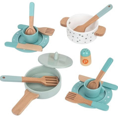 Children's Kitchen Accessories, Wooden Play Kitchen Accessories, Children's Cookware, Kitchen Accessories, Pot Set, Cooking Simulation Role Play Educational Toy for Boys and Girls 3 4 5 6 7 8 Years