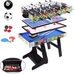 OYE 4ft Foldable Multifunctional Table Game - Table Football (Table Tennis / Air Hockey / Billiard Table, MDF, 124 x 82 x 61 cm
