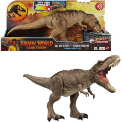 Mattel Jurassic World: Chaos Theory Netflix - All-Out Attack Tyrannosaurus Rex Dinosaur Action Figure Toy, T-Rex with Stomping Attack, Biting and Roar & Advanced Battle Spikes, HXF54