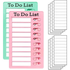 2 Piece Challenge Chart for Kids Visual Schedule, Plastic Checklist Board, Removable To Do List Whiteboard, Portable Routine Chart (Pink-Green)