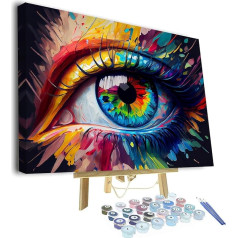 TISHIRON Paint by Numbers Eye Canvas Painting by Numbers for Adults Colourful Painting by Numbers for Children Painting by Numbers Kits on Canvas Painting by Numbers for Beginners Framed