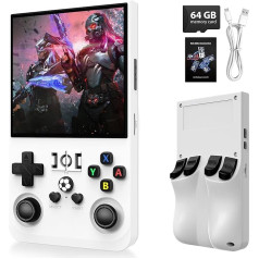 2025 Upgrade R36MAX Retro Handheld Game Console with 64G Built-in 18000+ Classic Games, Portable Video Gaming Console Linux System 4.0 Inch IPS Screen, 4000 mAh Rechargeable Battery-White