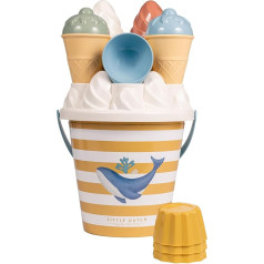 Little Dutch Sand Toy Bucket Set 14 Pieces Ocean Dreams Blue: Ice Mould Set, Sand Toy, from 18 Months, 4 Ice Cream Cones, 1 Ice Cream Scoop, 7 Sand Moulds, 1 Strainer, 1 Bucket