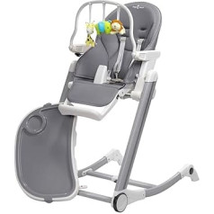 Engel & Storch Adelle Baby High Chair, Adjustable and Foldable, Removable Tray and Play Arch, Grey