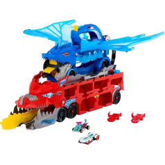 Hot Wheels City JKJ79 Ultimate 2-in-1 Dragon Transporter and 2 Die Cast Cars, Large Dragon and Removable Dragon with Space for More Than 20 Vehicles