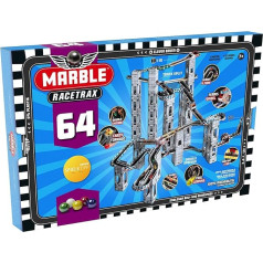 Marble Racetrax 869034 Marble Race Track Starter Set 64 Pieces Marble Run with 9 Metre Track and 5 Marbles Marble Run Craft Set FSC Cardboard Construction Set for Children from 10 Years
