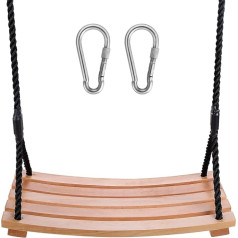 Kugooyi Outdoor Swing - Wooden Swing Seat Adults Children Garden Playground Swing with Adjustable Hemp Rope for Indoor Outdoor Use (56 x 25 cm)