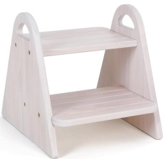 Cowiewie Kids 2 Tier Stool Toddler Wooden Potty Training Stool with Handles and Non-Slip Tread