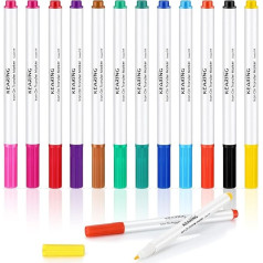 12 Pieces Iron On Paint Permanent Embroidery Heat Transfer Fabric Markers Colourfast Smooth Flow Sublimation Marker for T-Shirts, Cushions, Clothes, Canvas, 12 Colors