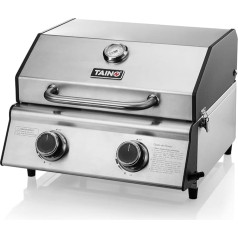 TAINO Compact 2.0 S Table Grill 2 Burner Gas Grill Stainless Steel Compact Camping BBQ