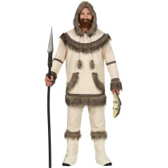 Fiestas Guirca Deluxe Eskimo Costume Men's in Fur and Suede Look - Men's Eskimo Indian Costume Carnival, Halloween, Theme Party, Alaska Snow Fancy Dress Adult