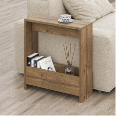 Hocuspicus Hocus Picus Side Table with Magazine Shelf, Modern, Narrow End Table for Living Room, Office, Various Colour Options, 55 x 20 x 60 cm, Dark Oak Effect