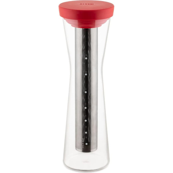 Alessi Mazagran GIA31 R - Filtered Cold Coffee Jug, Borosilicate Glass and Thermoplastic Resin, 18/10 Stainless Steel Filter, Red