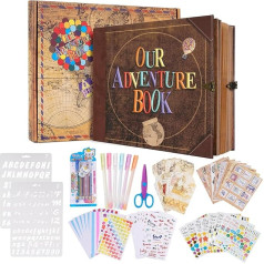 Unser Abenteuer Book Scrapbook Photo Album with 146 Pages Embossed Words Hard Cover Travel Scrapbook, DIY Travel Adventure Book, for Anniversary, Wedding, Valentine's Day Gifts, Christmas etc, 22 x 19