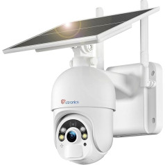 Ctronics 5MP Outdoor Surveillance Camera with 6W Solar Panel, Coloured Night Vision with Spotlight, Solar WLAN Camera via PC/Smartphone, FTP/Cloud/128GB TF Card Memory, 2.4GHz WiFi, PIR Person