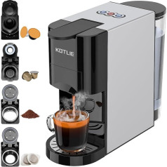 KOTLIE 4-in-1 Capsule Coffee Maker for NES/DG/Ground Coffee/ESE Pads (44 mm), 19 Bar, 1450 W, 800 ml (AC-513K) Black