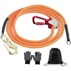 GJCrafts Flip Line Kits with Steel Cable Core, Steel Cable Lanyard with Triple Lock Carabiner, Adjustable Lanyard Tree Climbing Rope for Tree Climbers, Arborists, Fall Protection