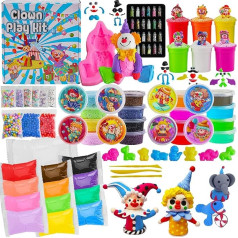 Okaybee 149 Pieces Clown Modelling Clay Kit, Air Dry Clay for Kids, DIY Toy Kit with 12 Colours Foam Clay, 13 Colours Magic Clay with Tools, Kids Art Crafts Easter Hallowmas for Girls Gift & Boys Gift