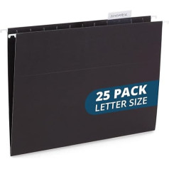 Blue Summit Supplies 25 Pack Suspension Files 25 Reinforced Suspension Files Designed for Home and Office Color Coded File Organization Letter Size Black
