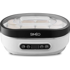 Simeo Siméo YVA640 Yoghurt Maker 20 W for Classic Yogurt at Home with Vegetable Drinks and Desserts, 8 Ceramic Pots 125 ml, 2 Glasses of 500 ml - 30 x 17 x 15.3 cm, Plastic, White