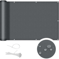 COOL AREA Balcony Privacy Screen 100 x 1000 cm with UV Protection for PES Balcony Cover, Weatherproof Balcony Cover with Cable Ties, Anthracite