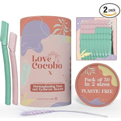 Love Cocobo Dermaplaning Blades for Face, Eco Wheat Straw Eyebrow Razor, Facial Shaver for Women, Facial Hair Remover for Women, Peach Lint Remover, 2 Sizes, Organic