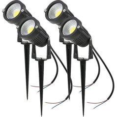 aulyun 4 x 5 W COB LED Garden Light with Ground Spike Garden Spotlight IP65 Waterproof 85-265 V/AC for Garden, Patio, Plants, Paths