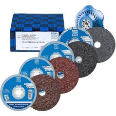 PFERD COMBICLICK 42098003 Non-Woven Felt Rounds Set, 5 Pieces / Diameter 125 mm Corundum A240, A180, A100, Silicon Carbide SiC Fine, Including Backing Plate / 42098003 - for Fine Grinding & Finish