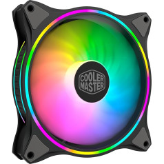 Cooler Master MasterFan MF140 Halo ARGB - Addressable RGB Design with Lighting Rings, Housing & Cooling, Hybrid Fan Blades with Smart Sensor and Vibration Dampening Frame - 140 mm