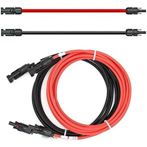 Extension cable on both sides solar plug solar cable red / black 4 mm² incl. Plug length: 2 x 5 m