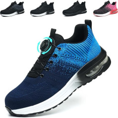 NACKINg Safety Shoes Men's Work Shoes Women Lightweight Breathable Steel Cap Shoes Non-Slip Work Trainers with Rotary Knob