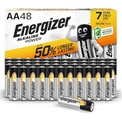 Energizer AA Alkaline, Power Batteries, 48 Pieces