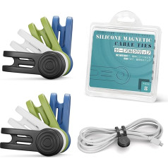 Xrkuu Magnetische Kabelbinder 8 Stück, Wiederverwendbarer elastischer Kabel-Organizer, Silikonschnur Organizer Gurte mit Verhinderung von Verlust Loch für Management Bündelung, Drähte, Ladegerät