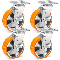W B D WEIBIDA 150 mm Heavy Duty Castors with Brake, Load Capacity 2300 kg, 360° Rotatable Industrial Castors, Heavy Duty, Durable Polyurethane Furniture Castors for Large Instruments, Workbenches and