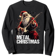 Metal Christmas Shirt Christmas Santa Claus Guitar Sweatshirt, black