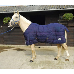 Rhinegold Orlando Quilted Stable Rug, Winter Weight, 300gsm Filling, Navy/Red Plaid, 5ft