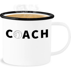 Shirtracer Enamel Tin Cup - Statement - Volleyball Coach Trainer - 300 ml - White / Black - Statements with