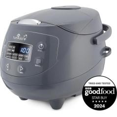 Yum Asia Panda Mini Rice Cooker with Ninja Ceramic Bowl and Advanced Fuzzy Logic (3.5 Cups, 0.63 Litres) 4 Rice Functions, 4 Multicooker Functions, 220-240V (Cobalt Grey)