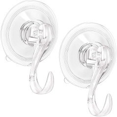 2 Pieces Wreath Hangers, Suction Cup Hooks and Powerful Heavy Duty Vacuum Shower Suction Hooks, for Christmas Wreath Wall Window Plastic Hooks
