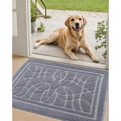 DEXI Home Entrance Doormat 90x150cm Non Slip Absorbent Doormats Low Profile Washable Doormat for Entrance Garage Patio Light Grey