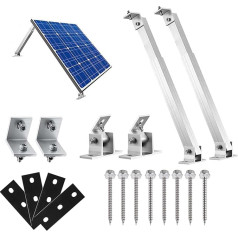 Solar Panel Bracket, Adjustable 15°-30° Solar Stand, Flat Roof for Balcony Power Station & Flat Roof Balcony, Easy Attachment Solar Module Bracket for Boats, Motorhomes, Nets-Independent Roof Systems