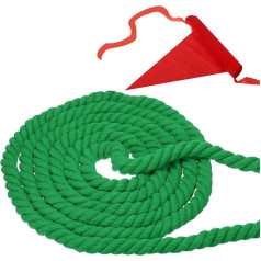PATIKIL 34 ft Tug of War Rope for Adults Teenagers 3-Strand Natural Twisted Cotton Rope with Flag for Yard Game Teambuilding Activities Green