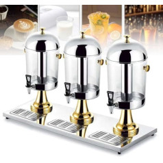 Juice Dispenser, 24L Stainless Steel and Clear Glass Drink Dispenser with Three Heads for Breakfast Buffet, Bars and Hotels