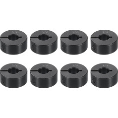 sourcing map 8 Stück eingeteilte Schaftmanschette, 1/4 Zoll Bohrung, einteiliger Klemmkragen, 11/16 Zoll Außendurchmesser, 5/16 Zoll Dicke, schwarzes Oxidstahl-Set, Schraubverschluss-Kragenklemme