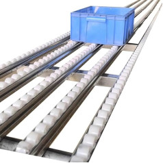 Conveyor Rollenbahn ohne Antrieb, rostfreier Rahmen, Kunststoffrolle, spleißbar, Lager-Eimer, Entladungsrolle, Silber, 30 cm (B) x 100 cm (L)