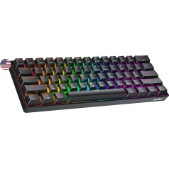 Geeky GK61 60% | Hot Swappable Mechanical Gaming Keyboard | 61 Keys Multi Colour RGB LED Backlight for PC/Mac Gamer| ANSI US American Layout (Black, Mechanical Speed Silver)