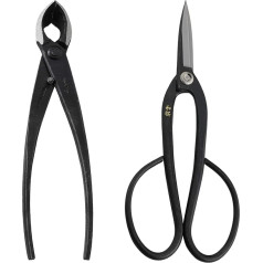 Wazakura 2 Piece Japanese Bonsai Tool Set, Made in Japan - Ashinaga Bonsai Scissors 200mm + Concave Pliers 200mm Starter Kit