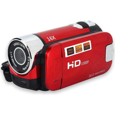 SWOQ Digital DV, 270° Rotation HD Digital Camcorder TV 720P High Definition Shockproof for Travel (Red, EU Plug)